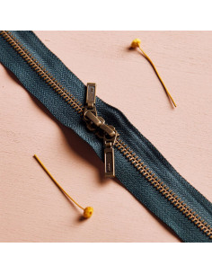 Double slider zipper Brass and Forest 40 cm - Atelier Brunette