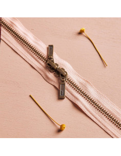 Double slider zipper Brass and Maple 40 cm - Atelier Brunette