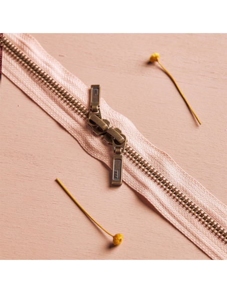 Double slider zipper Brass and Maple 40 cm - Atelier Brunette