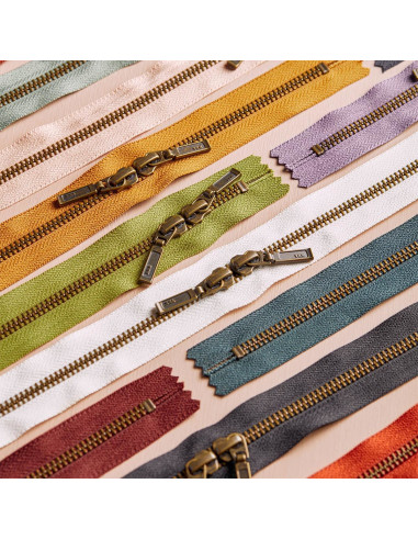Double slider zipper Brass and Maple 40 cm - Atelier Brunette