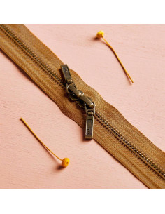Double slider zipper Brass and Ochre 40 cm - Atelier Brunette