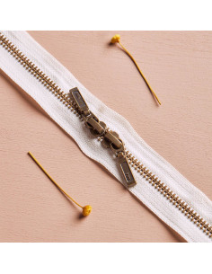 Double slider zipper Brass and Off White 40 cm - Atelier Brunette