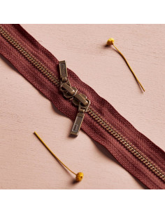 Double slider zipper Brass and Rust 40 cm - Atelier Brunette