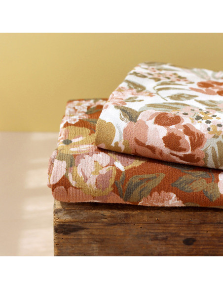 Moroccan crepe fabric in cinnamon garden viscose - La Maison Naïve