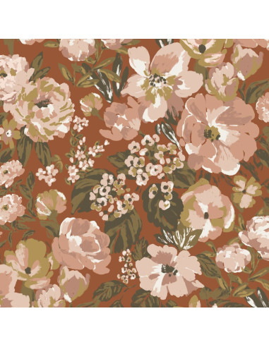Moroccan crepe fabric in cinnamon garden viscose - La Maison Naïve