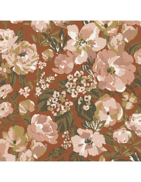 Moroccan crepe fabric in cinnamon garden viscose - La Maison Naïve