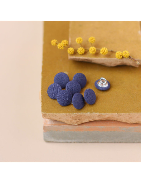 10 mm covered button on stem - Indigo