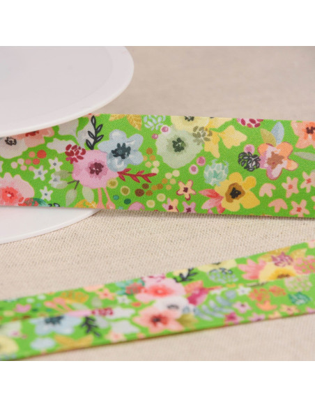Dark green floral bias