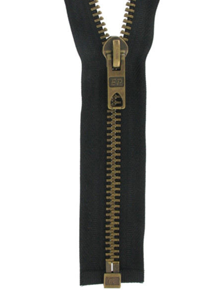 Large metal teeth separating zipper - Black