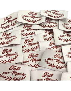 Set of 5 woven sew-on labels Made by Grandma Bordeaux