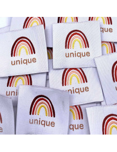 Set of 5 Unique Sew-On Woven Labels - Red