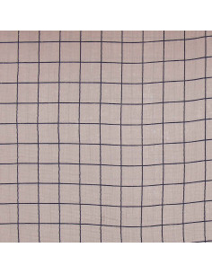 Double gauze fabric with checks - Pebble and indigo 2