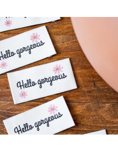 Set of 5 sew-on labels - Hello gorgeous