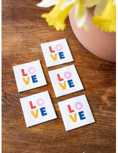 Set of 5 sew-on labels - LOVE 2