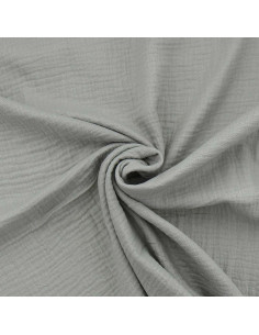Iridescent double gauze cotton fabric - Silver gray