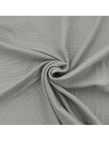 Iridescent double gauze cotton fabric - Silver gray