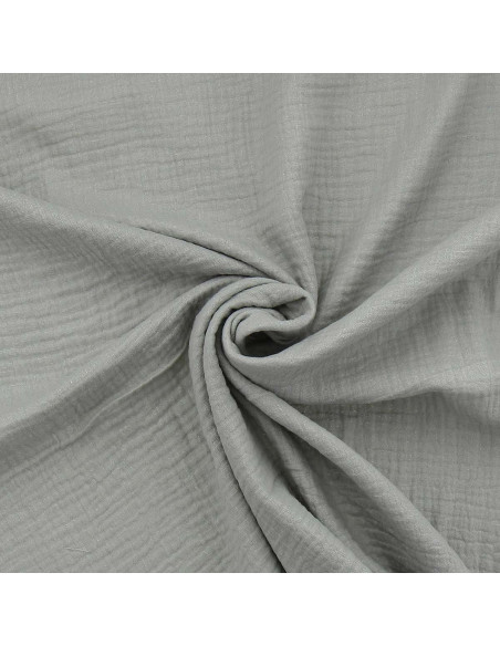 Iridescent double gauze cotton fabric - Silver gray