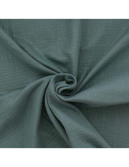 Iridescent double gauze cotton fabric - Blue gray