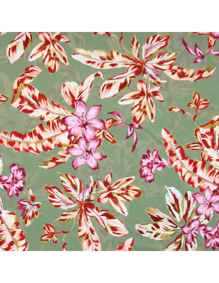 Lycra swimsuit fabric - Green background flowers
