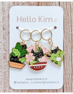 Set of 3 stitch markers - Wild Cats