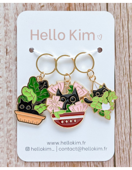 Set of 3 stitch markers - Wild Cats