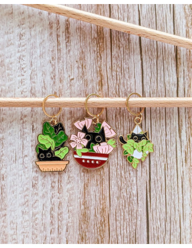 Set of 3 stitch markers - Wild Cats