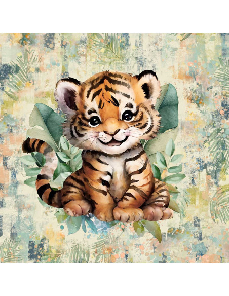 Lightweight sweatshirt fabric panel 40 cm x 50 cm - Tropical Tiger