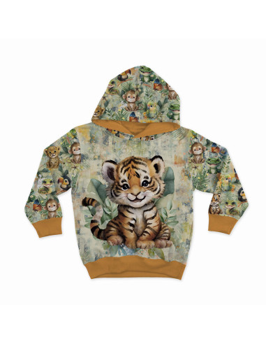 Lightweight sweatshirt fabric panel 40 cm x 50 cm - Tropical Tiger