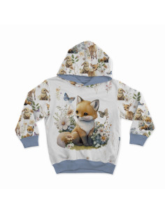 Lightweight sweatshirt fabric panel 40 cm x 50 cm - Fox in the clearing with an ecru background 2