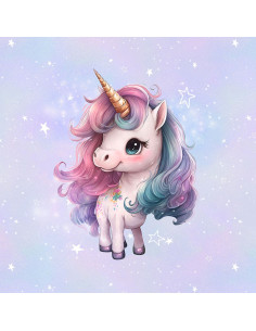Lightweight sweatshirt fabric panel 40 cm x 50 cm - Magical flowers unicorn