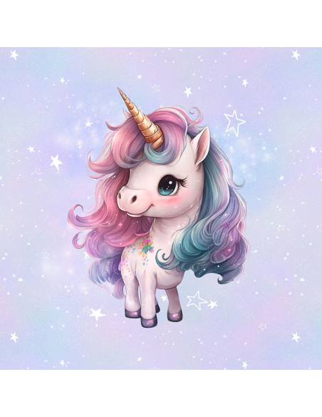 Lightweight sweatshirt fabric panel 40 cm x 50 cm - Magical flowers unicorn