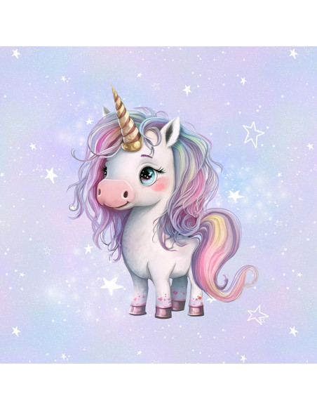 Lightweight sweatshirt fabric panel 40 cm x 50 cm - Princess unicorn stars