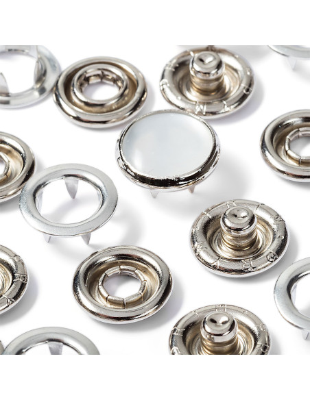 Box of 6 pearl jersey snap buttons with 12 mm tool