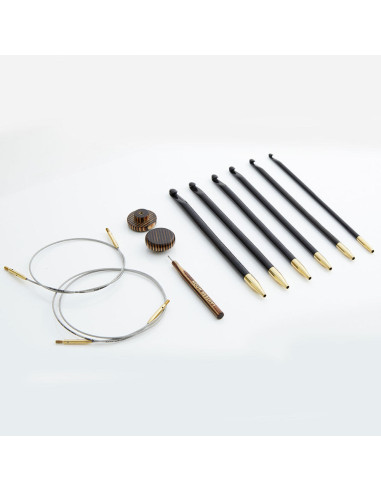 Bequest Lantern Moon ebony wood Tunisian crochet hook set