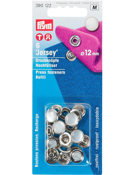 Pack of 6 pearl snap fasteners, 12 mm jersey