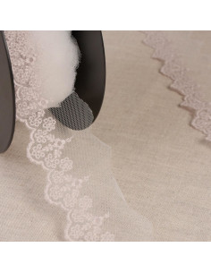 Embroidered tulle flowers - Greige