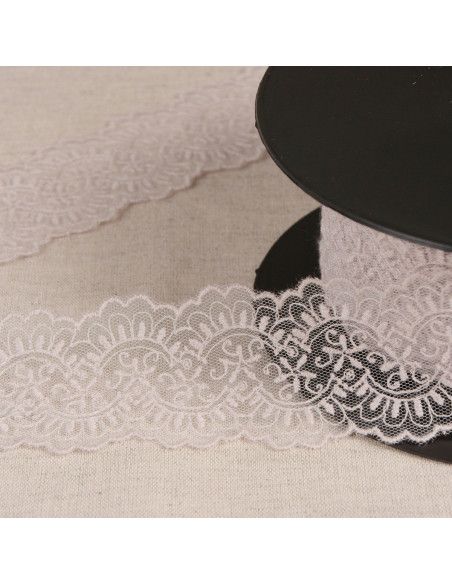 Embroidered tulle between two - Greige