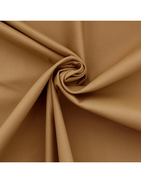 Stretch cotton gabardine fabric - Golden beige