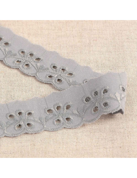 Inaya Scalloped Flower Broderie Anglaise - Gray