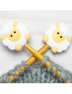 Stitch stoppers for knitting needles - White sheep