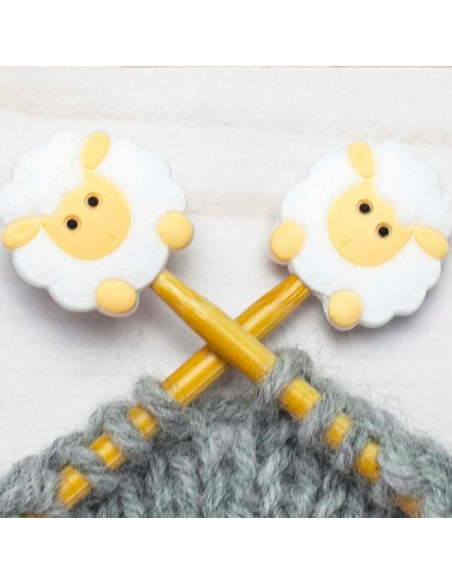 Stitch stoppers for knitting needles - White sheep