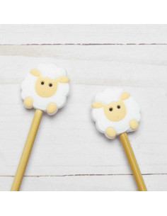 Stitch stoppers for knitting needles - White sheep 2