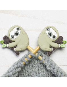 Stitch stoppers for knitting needles - Sloths