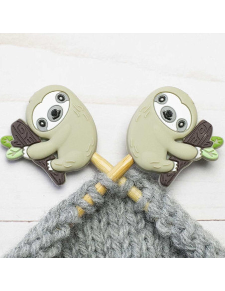 Stitch stoppers for knitting needles - Sloths