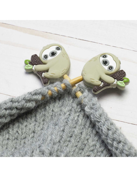 Stitch stoppers for knitting needles - Sloths