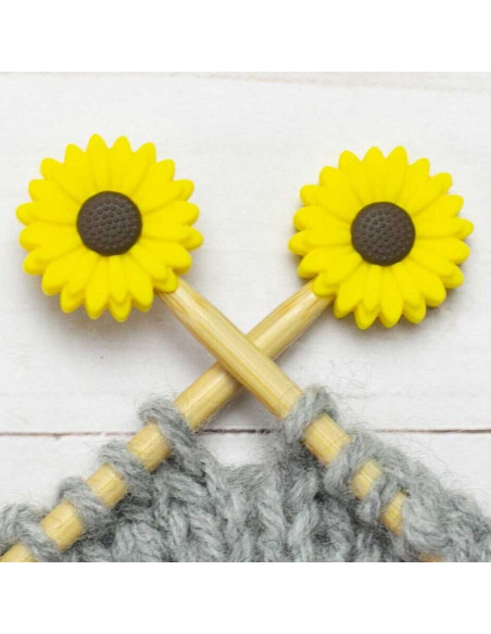 Stitch stoppers for knitting needles - Sunflower
