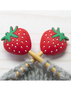 Stitch stoppers for knitting needles - Strawberries