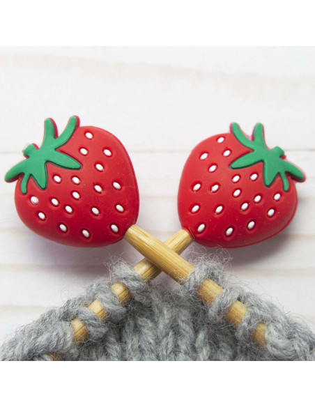 Stitch stoppers for knitting needles - Strawberries