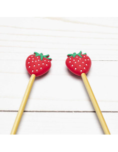 Stitch stoppers for knitting needles - Strawberries 2