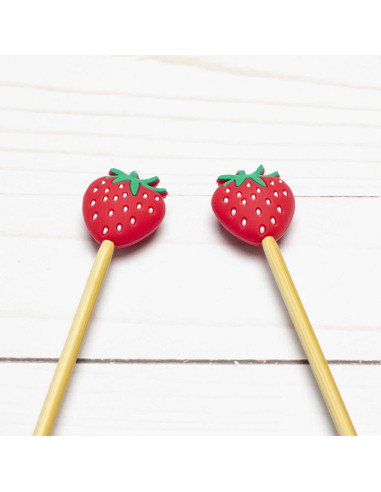 Stitch stoppers for knitting needles - Strawberries